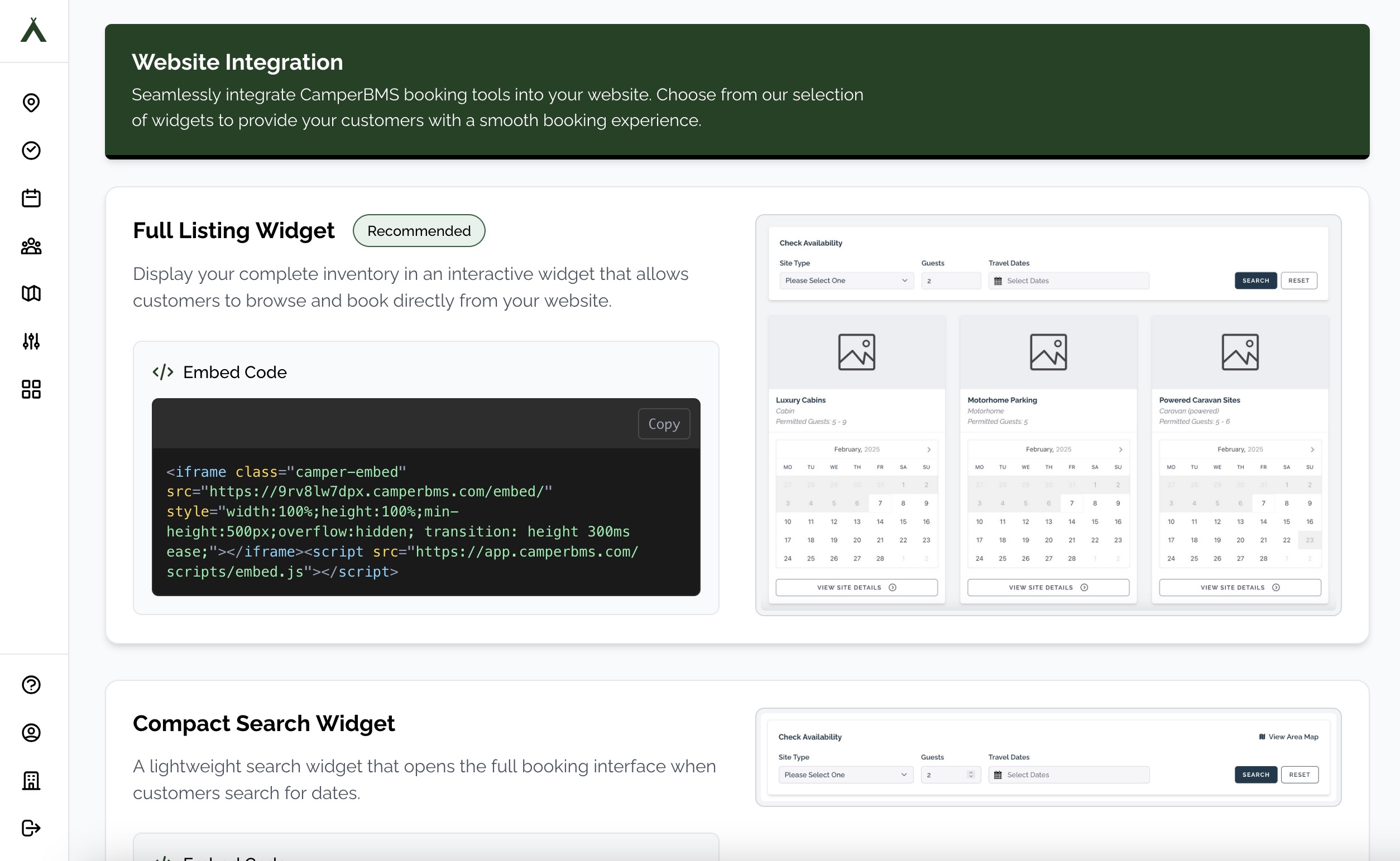 Camper BMS Widget Examples